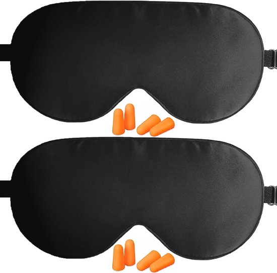 Zijden Slaapmasker, 2 Pack 100% Echt Natuurlijk Puur Zijden Oogmasker Met Verstelbare Riem Oogslapende Mas