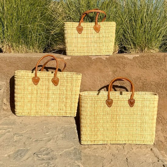 Bohemida - Bohemian Handgevlochten Dames Tas/Shopper - Faria L - Palm Raffia - Strandtas - Rieten Tas Boodschappen