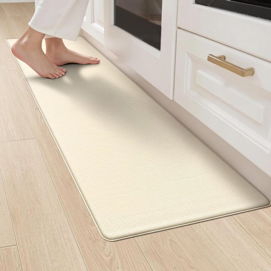LEKEEPGO Keukenlopers antislip wasbaar 43 x 75 cm 43 x 150 cm, absorberende keukenmat, keukenloper met rubberen achterkant, tapijtlopers voor hal, wasruimte, beige