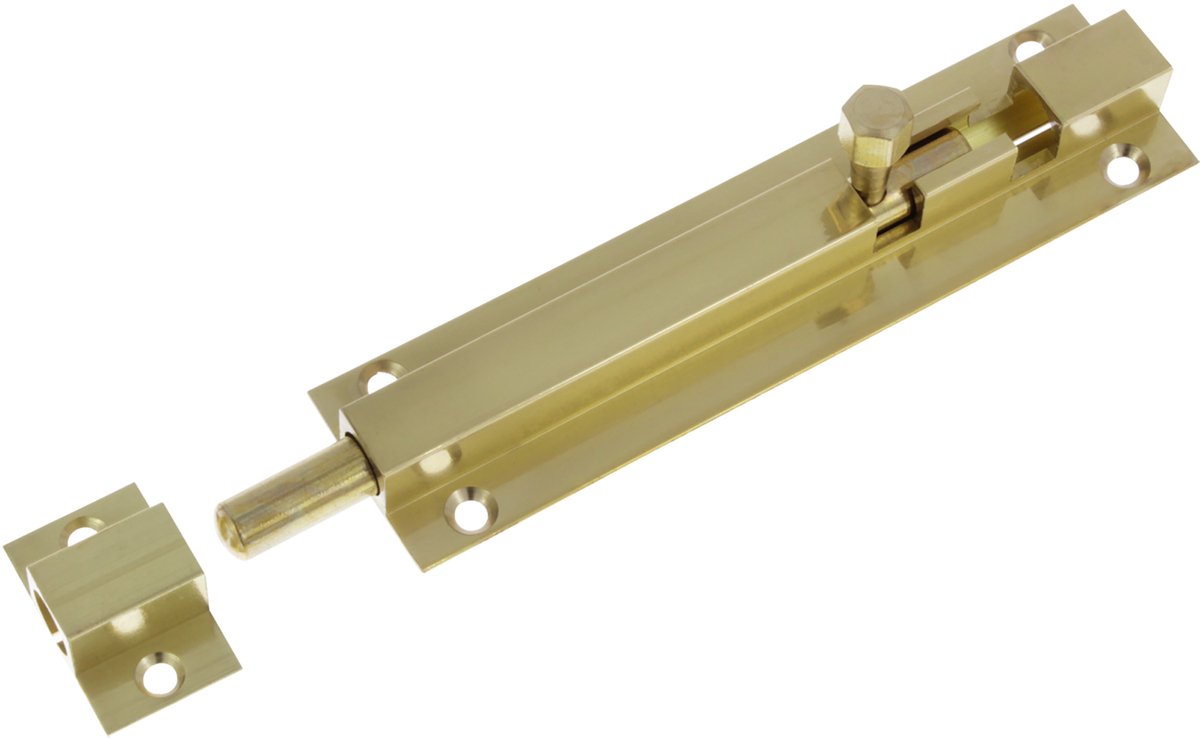 Starx Profielgrendel met Sluitlus - 100 mm - Messing - Type Opleggrendel - Geschikt voor Deur of Poort - Afmetingen 125 x 25 mm - Gewicht 104 Gram - Geleverd per 1 Stuk in Blister