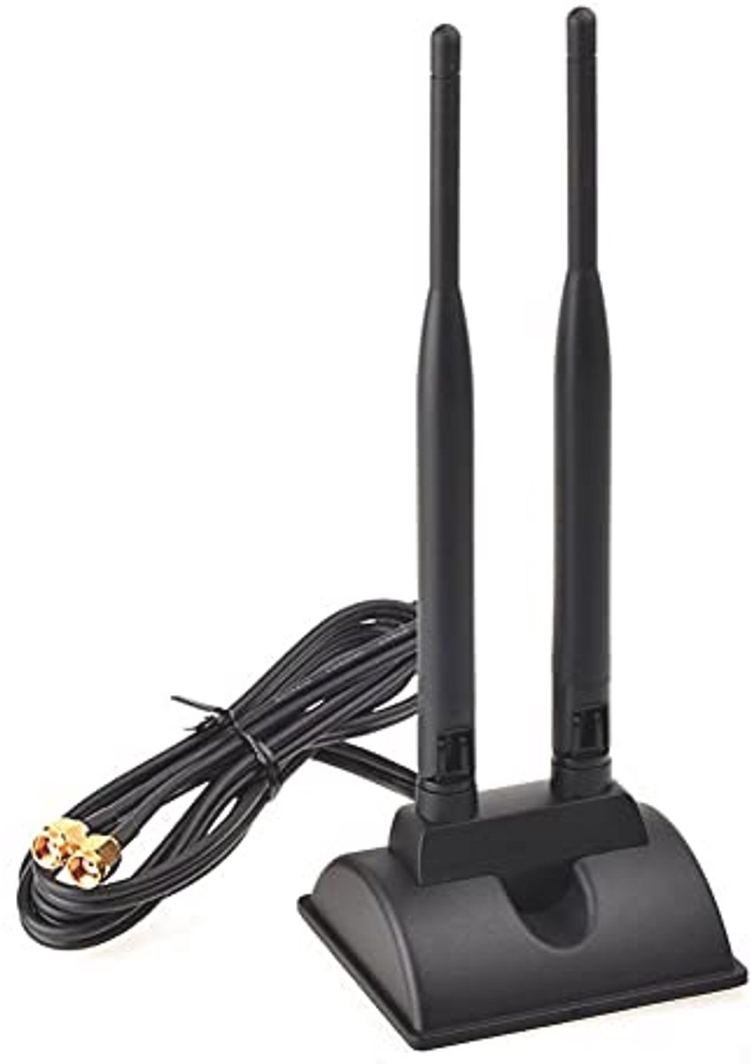 Dual-Band Wifi Antenne 2.4GHz en 5.8GHz - 6dBi Signaalversterker met Magnetische Basis en 3m Verlengkabel