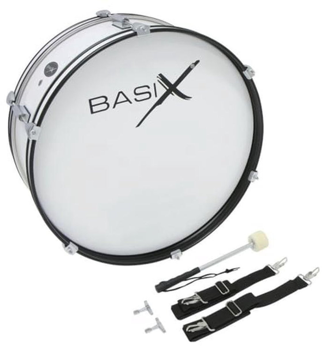 GEWA Junior Marching Bassdrum, marsdrum 22x7", houten ketel wit