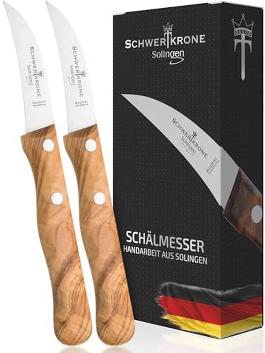 Premium Set van 2 Curved Schil- en Snijknives Perfect voor Groente en Fruit