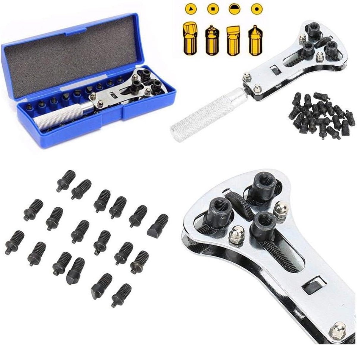 Allecta - Verstelbare horlogekastopener sleutel, horlogereparatieset voor batterij vervangen - praktisch roestvrij - professioneel gereedschap