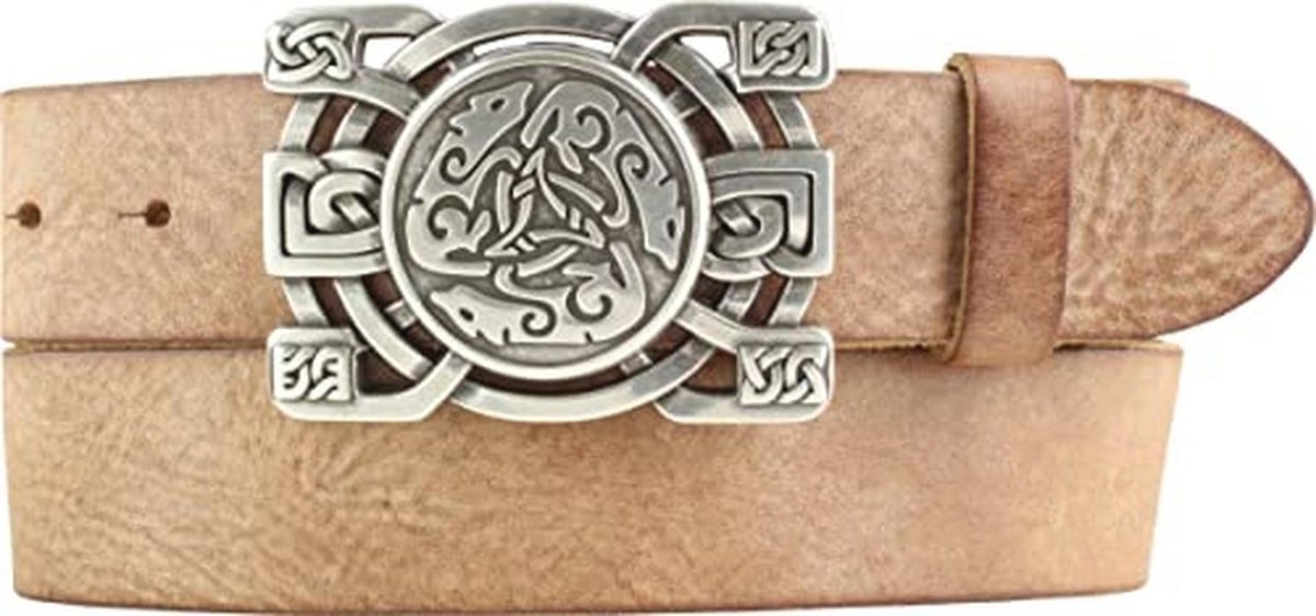 Keltische gesp riem van volnerf rundleer 4 cm - vintage look voor LARP