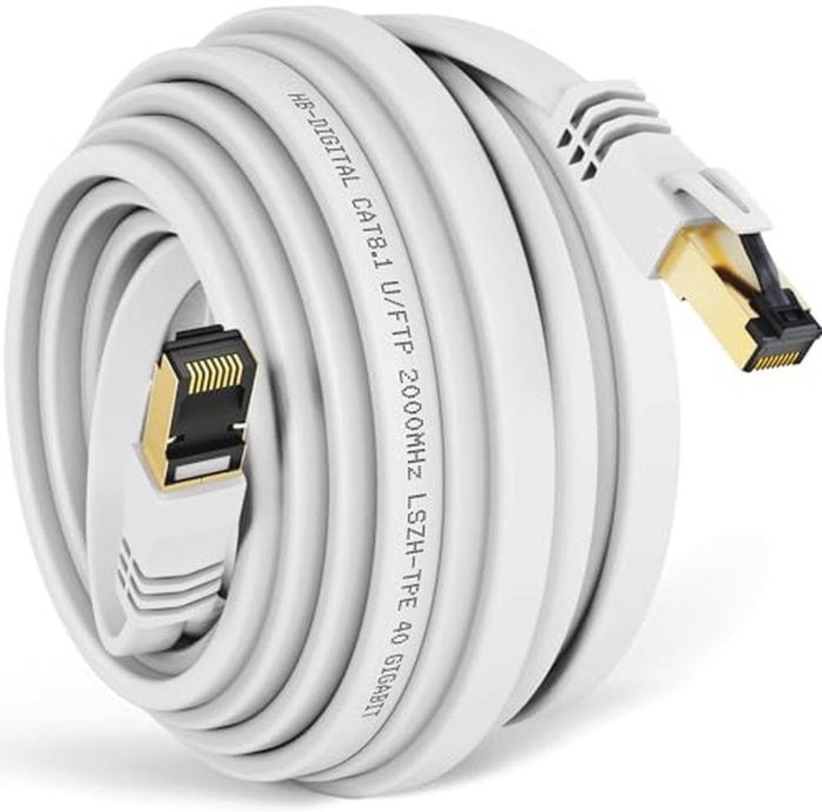 15m CAT 8 LAN-kabel netwerkkabel Ethernet patchkabel plat RJ45 U/FTP LSZH 40 Gbit/s 2000 MHz