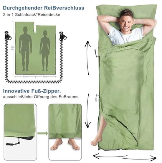 2-in-1 Huttenslaapzak met Voetritssluiting - Comfortabel en Praktisch voor Backpacking en Hutten van Merkloos — afbeelding 5