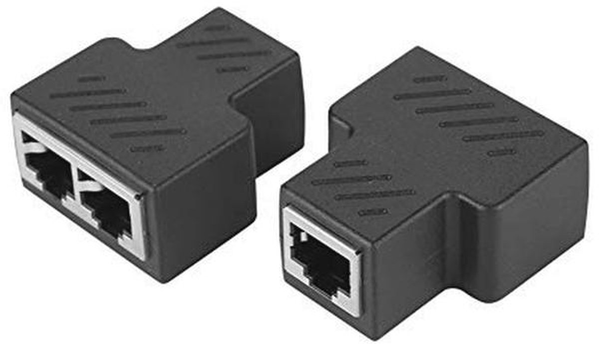 RJ45 Splitter Adapter - 2 STUKS Dual Socket Poort Splitter voor Ethernet Netwerk