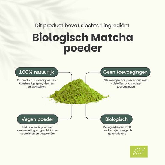 Cupplement Matcha Poeder Biologisch 90 gram - Thee – Detox thee - Energie - Matcha Poeder - Matcha whisk matcha set - 90 dagen voorraad per zakje