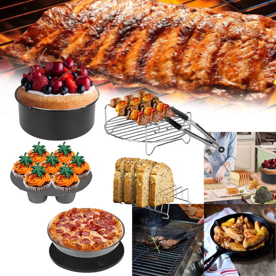 Foto: 12 stuks 7 inch accessoires voor heteluchtfriteuse met antiaanbaklaag machinewasbaar voor siliconen bakvorm accessoires voor heteluchtfriteuse