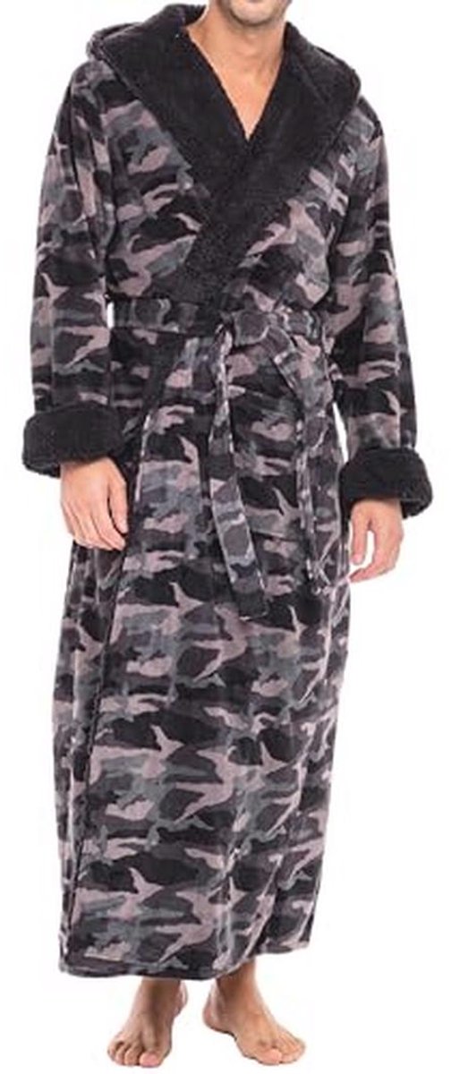 Heren Badjas met Capuchon - Pluche Fleece Lange Badjas voor Extra Comfort