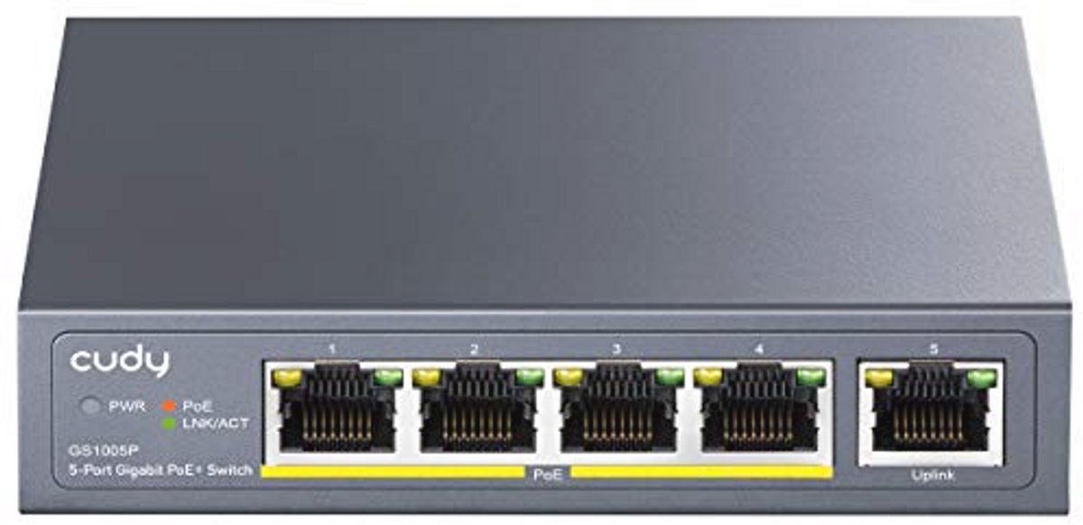 Gigabit Ethernet Switch met 5 PoE+ Poorten en 60W Vermogen
