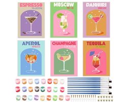 Schilderen op Nummer: 6 Delige Set voor Volwassenen - DIY Acryl Schilderijen voor Thuisdecoratie