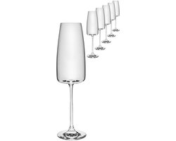 Set van 6 Kristallen Champagneglazen Ella – 34 cl – Luxe Hoge Flûtes
