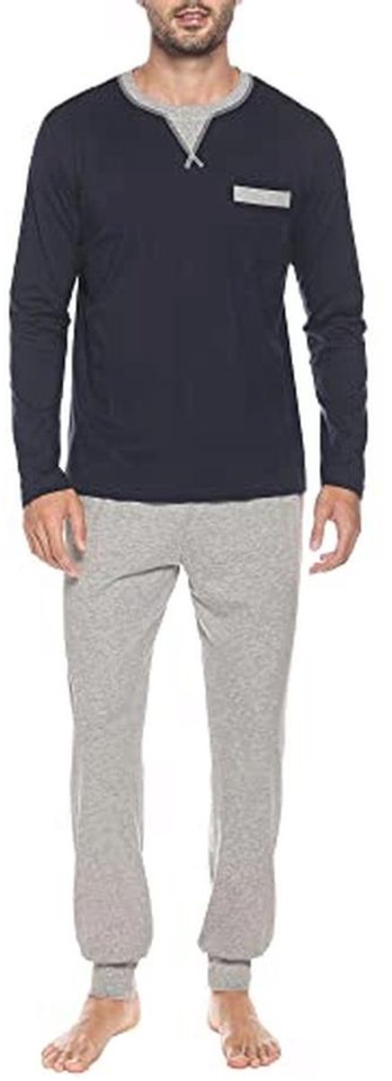 Heren pyjama lange slaapwear katoen tweedelige nachtkleding lange mouwen