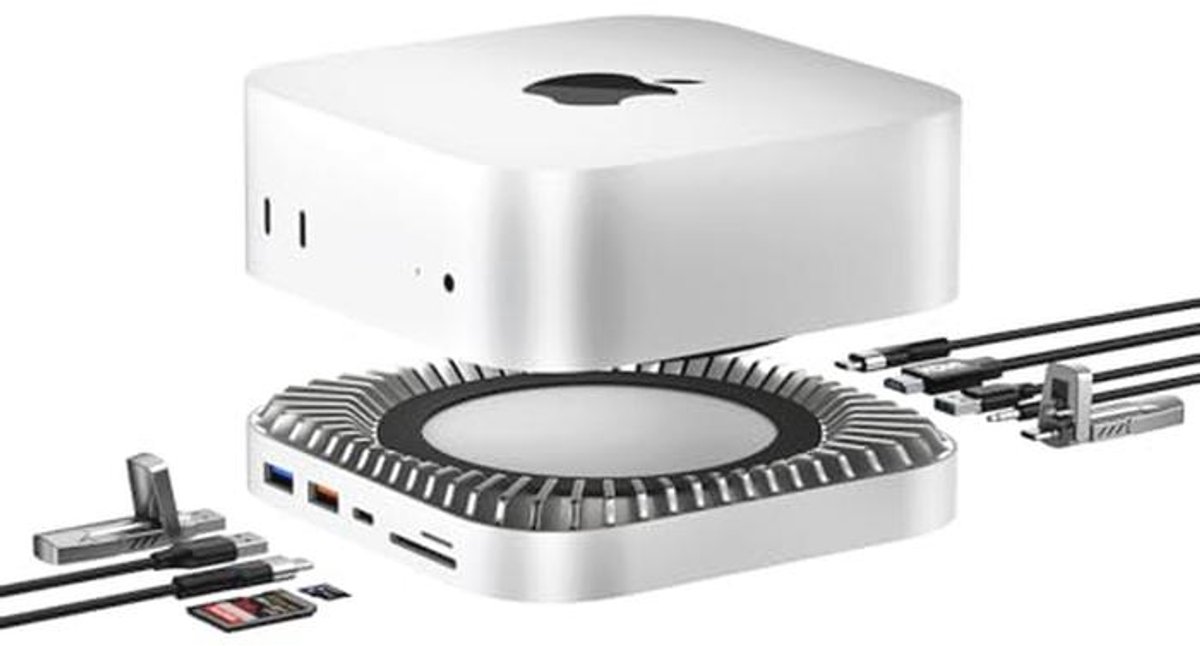 Docking Station voor Mac mini M4 met HDMI Hub en Aluminium Stand