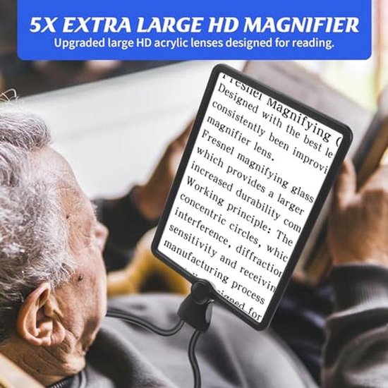 Oplaadbaar Vergrootglas met Licht - 5X Handsfree Vergrootglas voor Senioren met Flexibele Zwanenhals en Ultraheldere Lens van Merkloos — afbeelding 5