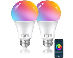 Smart LED Lamp E27 - Dimbare Meerkleurige Wifi Gloeilampen met App Bediening en Compatibiliteit met Alexa en Google Home