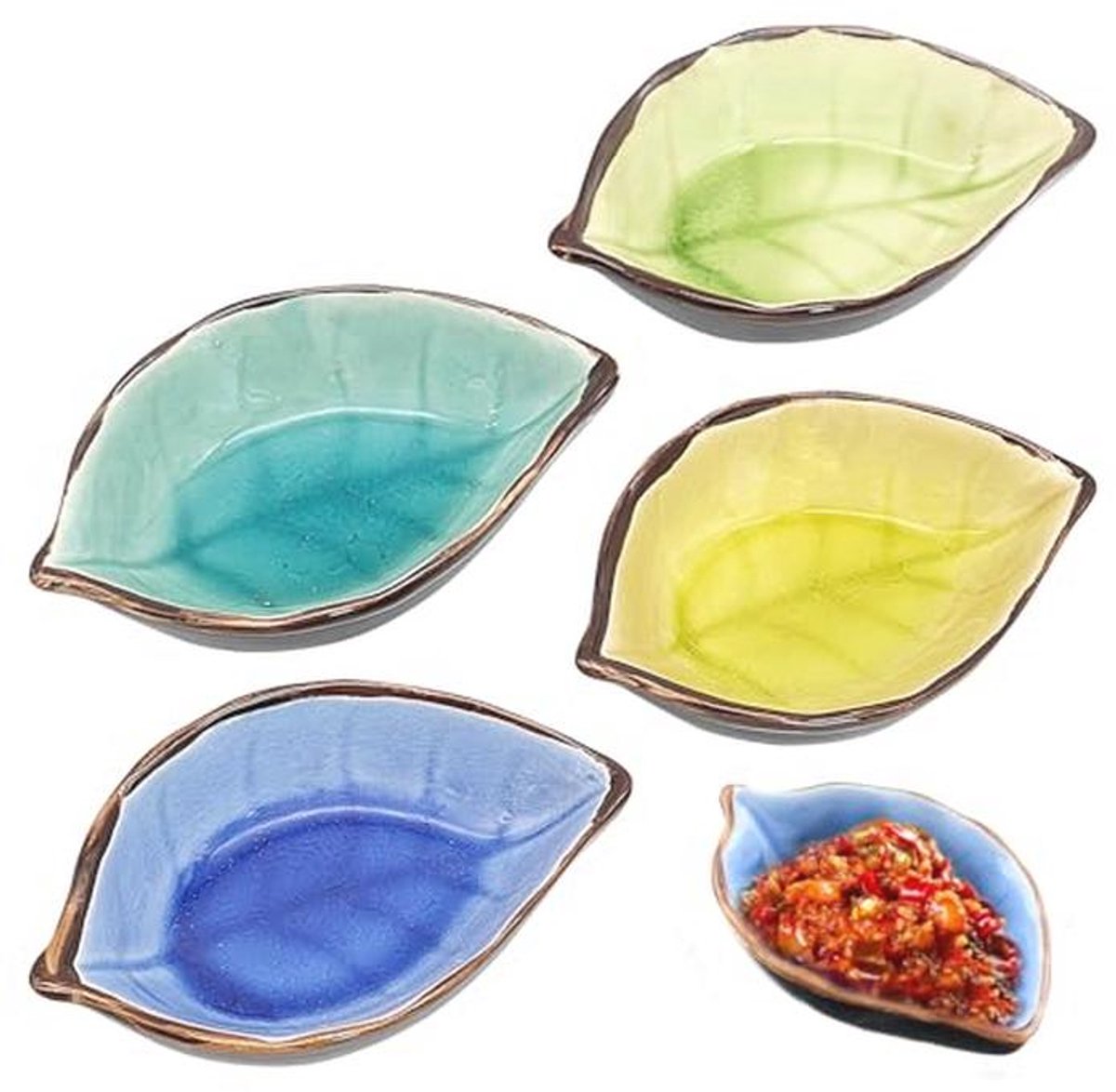Mini Ceramische Schaaltjes - Set van 4, Ideaal voor Sauzen en Snacks
