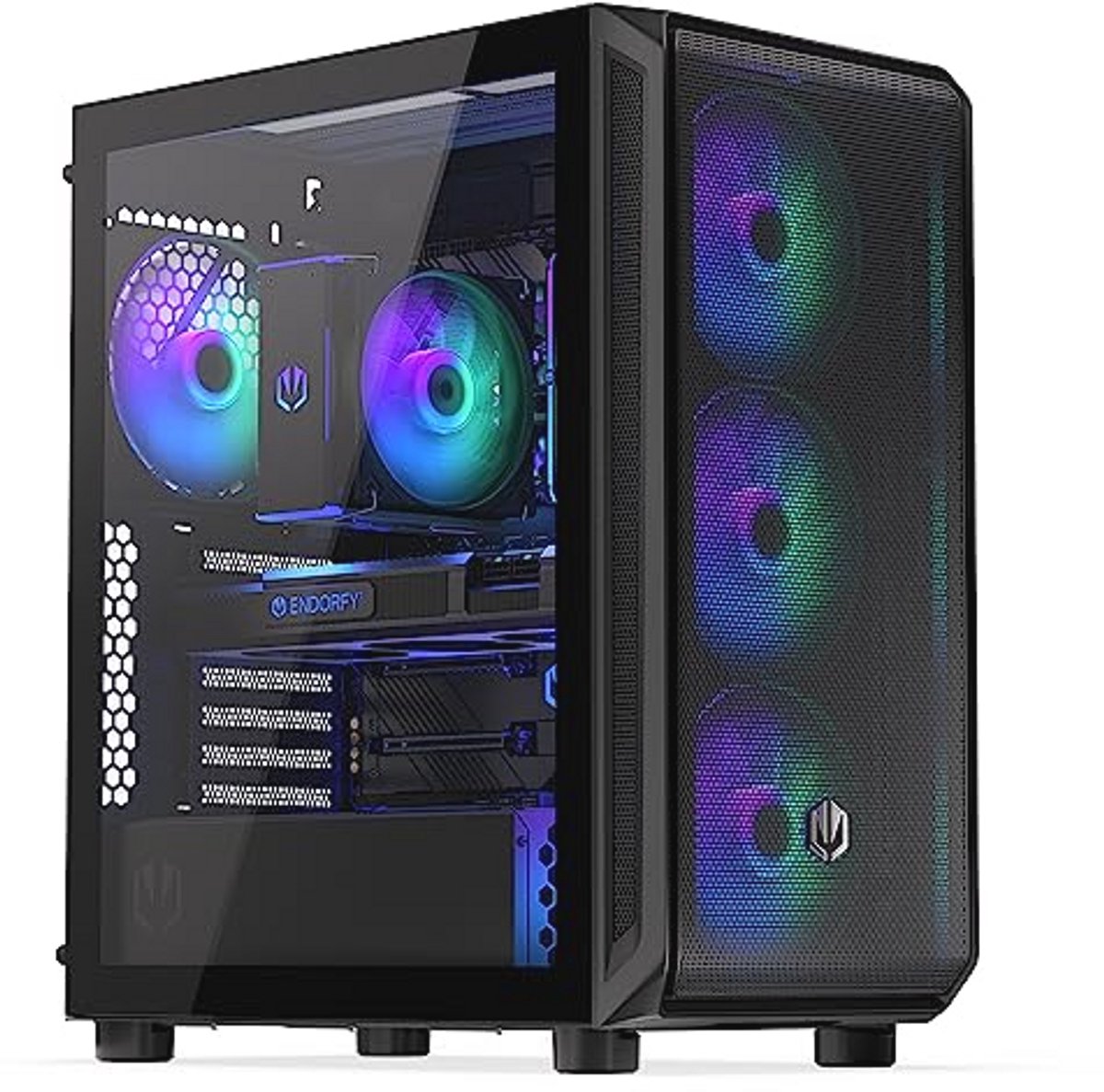 Ruime Gaming PC Behuizing met 4 ARGB Ventilatoren en glas zijwand