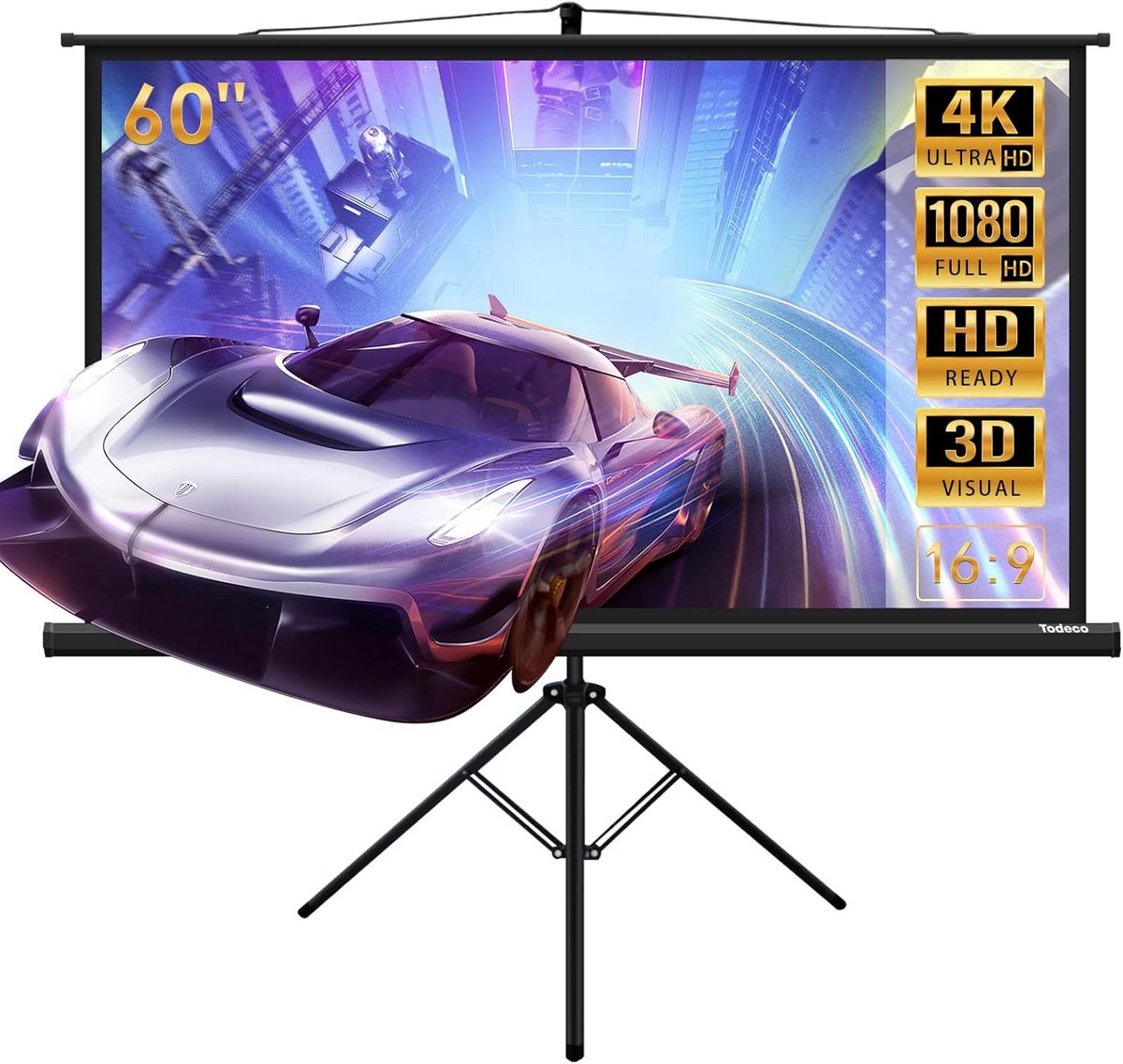 Projectiescherm met Statief 60 Inch 16:9 voor Binnen en Buiten Bioscoop