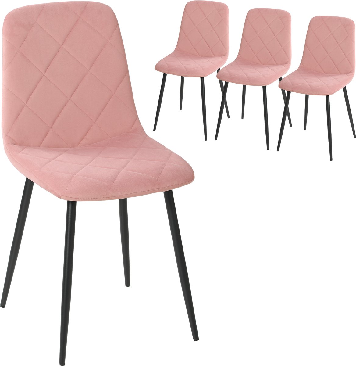 HOMCOM Eetkamerstoel Polyester, Staal 45L x 54B x 87H cm Roze