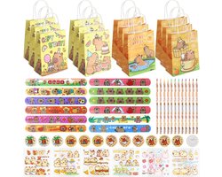 Capybara kindergeschenken set met pennen, pin, armband en stickers - 2 modellen