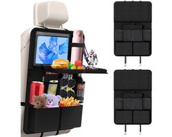 IMPERATORIS® Autostoel Organizer - Bescherming Achterkant Stoel - Met Tablet Houder en Opbergvakken - Voor Kinderen en Reizen - Waterafstotend - 2 Stuks - Zwart - 62D x 26W x 43H - 8 zakken