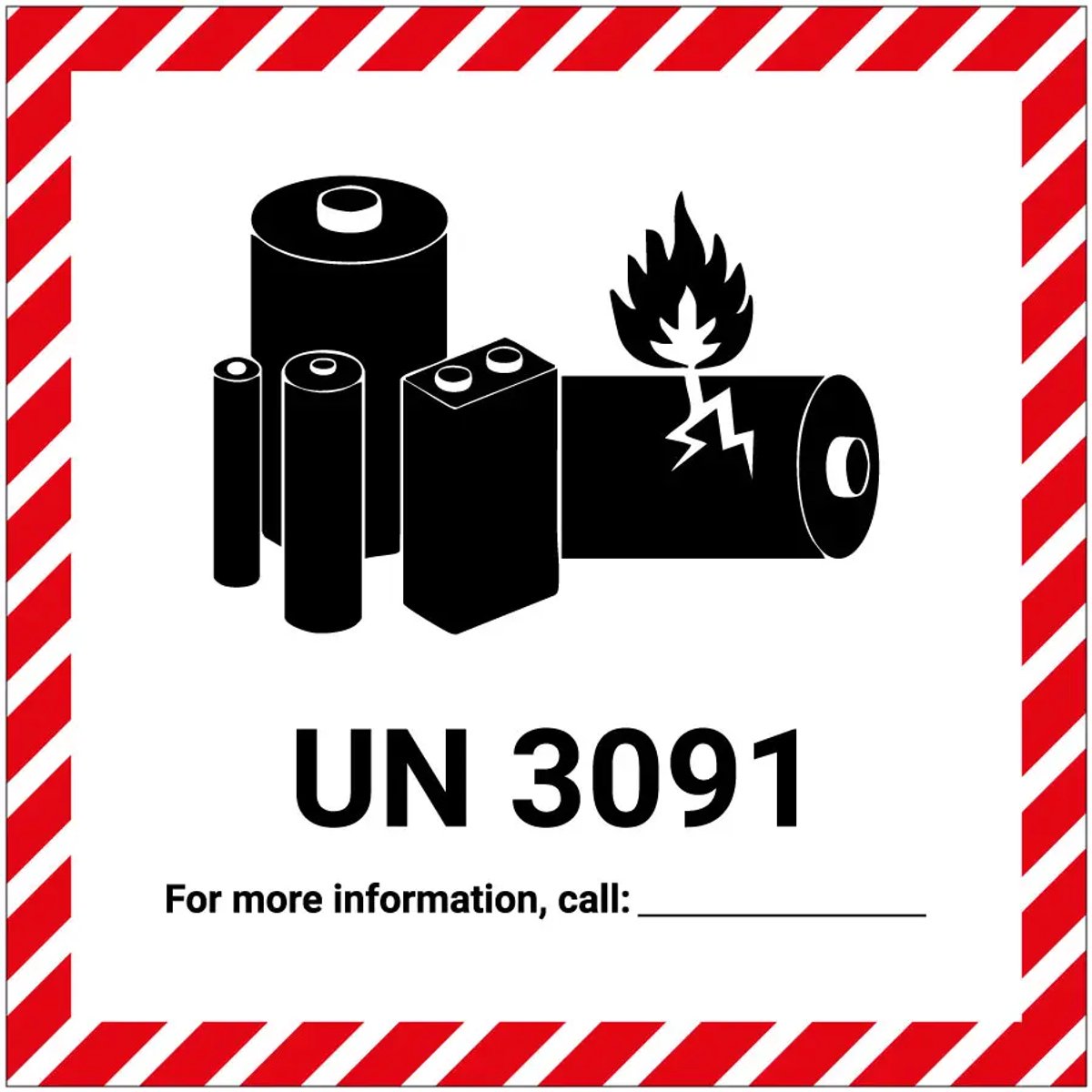 UN 3091 batterij sticker | 40 x 40 cm