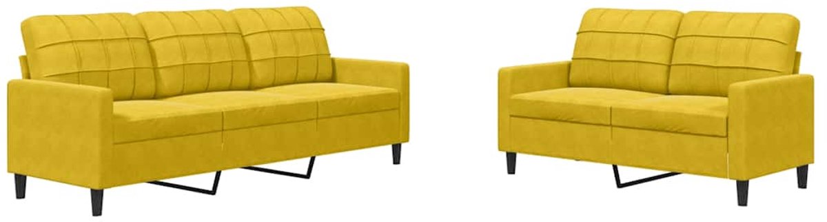vidaXL - 2-delige - Loungeset - met - kussens - fluweel - geel