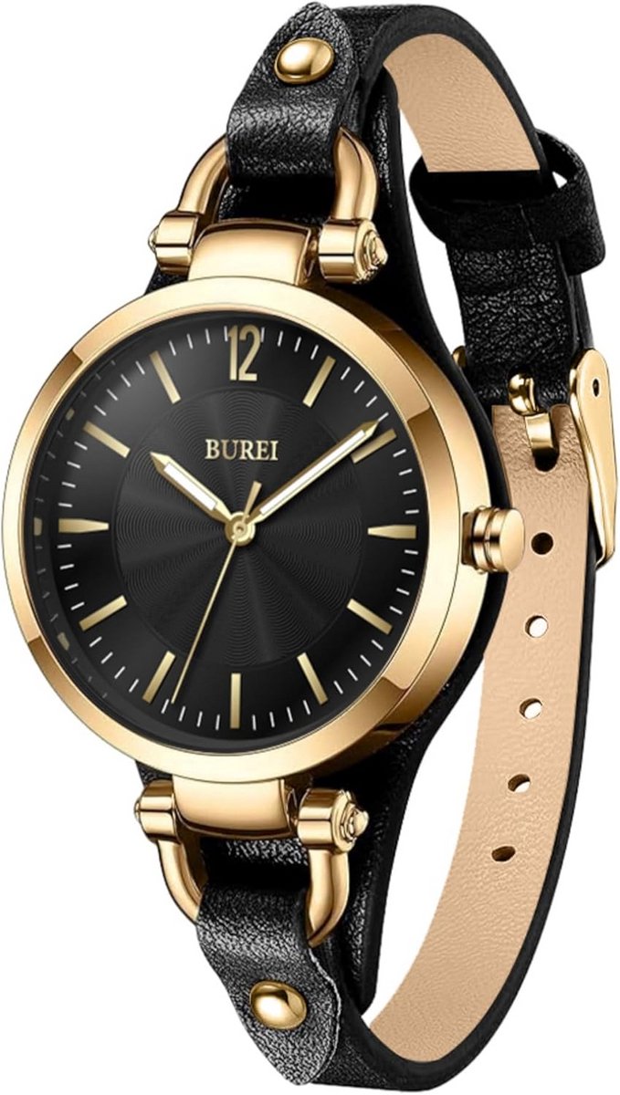 Elegante Dameshorloge met Leren Band - Klassiek Analoog Kwarts Polshorloge