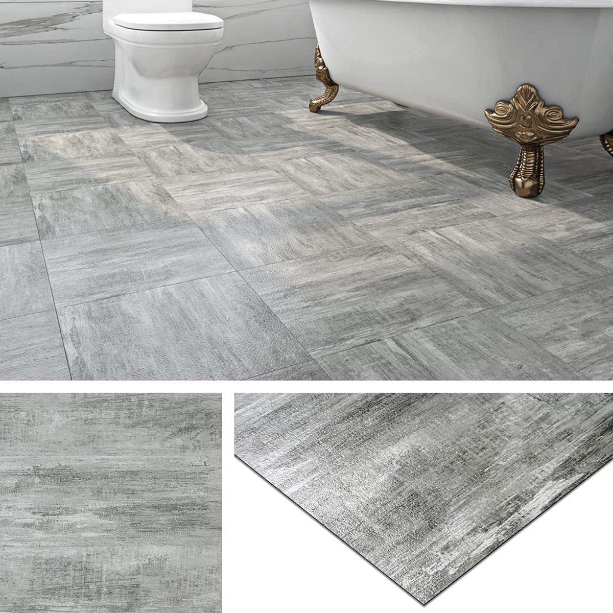 Zelfklevende Vinyl Vloertegels Houtlook Grijs Waterdicht - 4 Stuks 30x30 cm