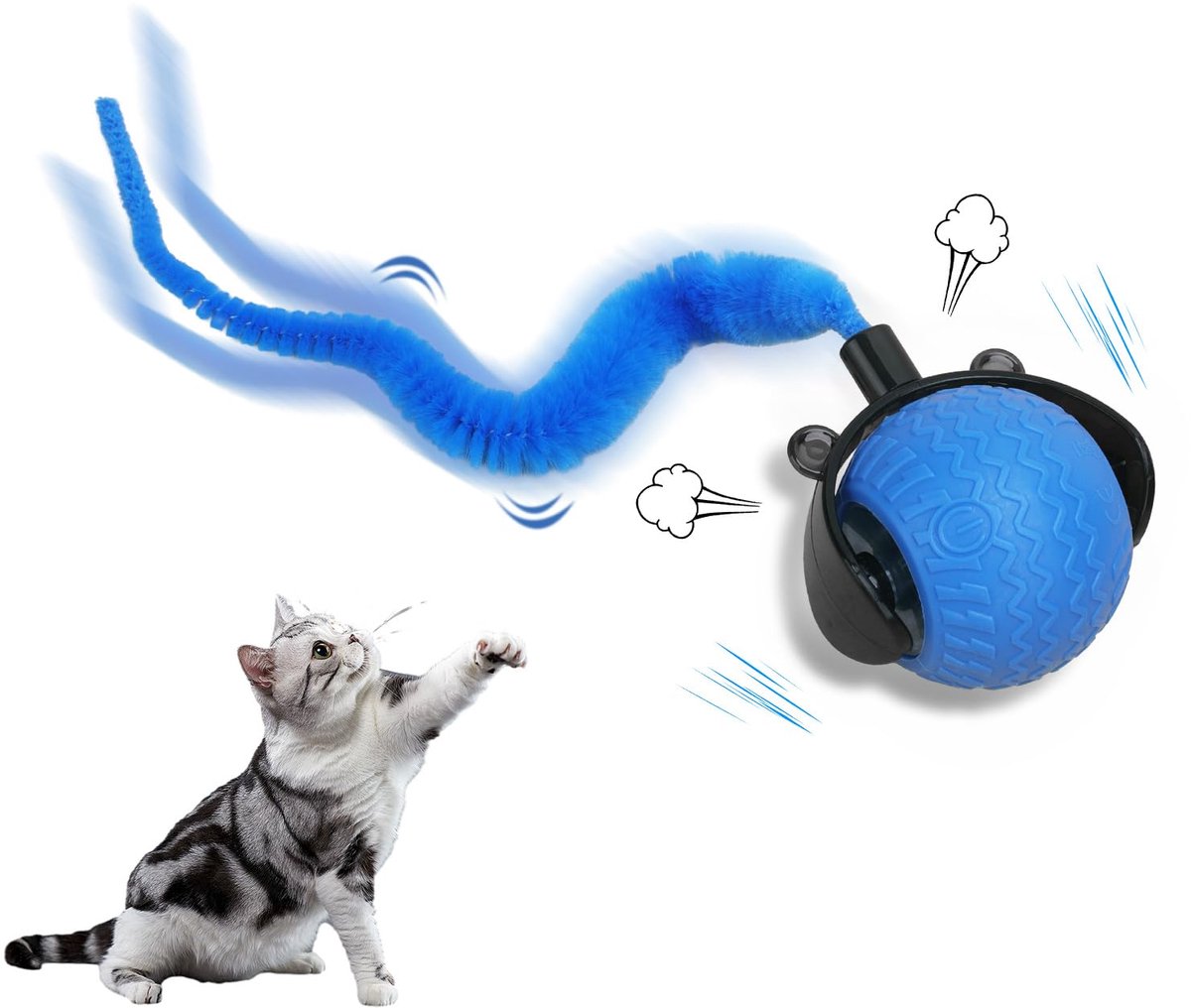 IMPERATORIS® Elektrisch Kattenbalspeelgoed – Interactief Kattenspeeltje / Automatisch Rollend Slim Speelgoed voor Katten – Oplaadbaar – Voor Interactief Spelen Binnenshuis – Geschikt voor Tapijt – 1 stuks