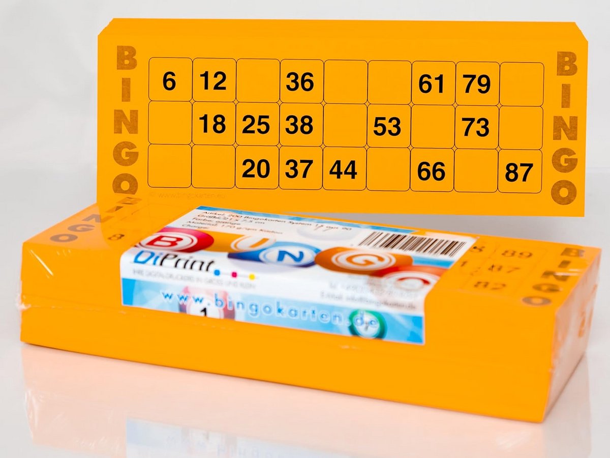 200 Extra Grote Bingo Kaarten voor Senioren 15/90 - 21 x 7,5 cm