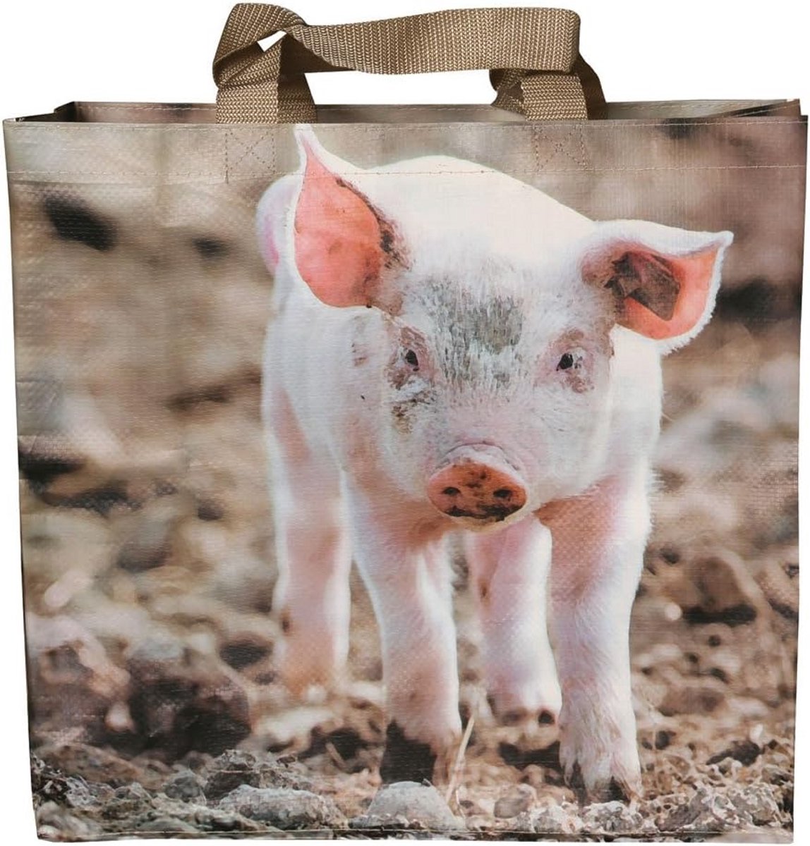Gesorteerde boodschappentas PP-weefsel 39,5 x 14,5 x 40 cm met boerderijdiermotieven
