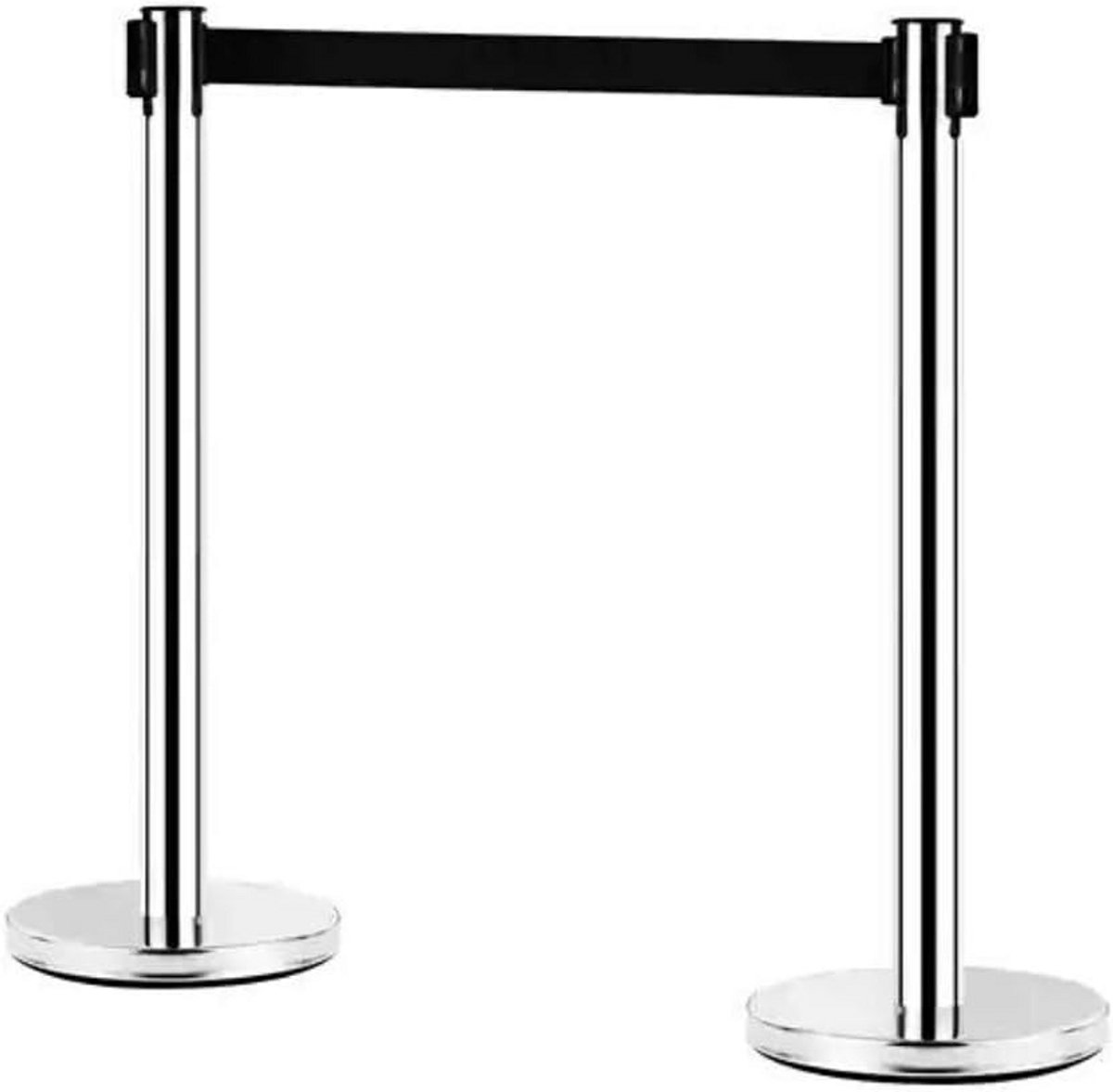 Set van 2 Flexibarrier afzetpalen met 2 meter trekband - chroom en zwart
