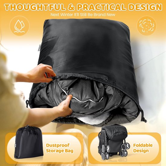 Orzbow Voetenzak voor Kinderwagen, Winter Voeten voor Buggy Kinderwagen Voering met Koordzak, Machine Wasbaar en Afneembaar, Waterdicht en Winddicht Warm Coral Fleece Gevoerd, Kationisch Donkergrijs