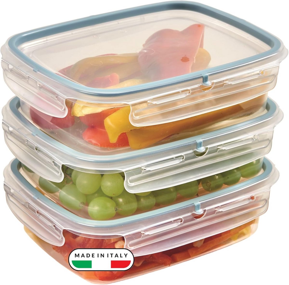 Set van 3 Rechthoekige Voedselcontainers (1,4 L) - Lekdicht & Magnetronbestendig