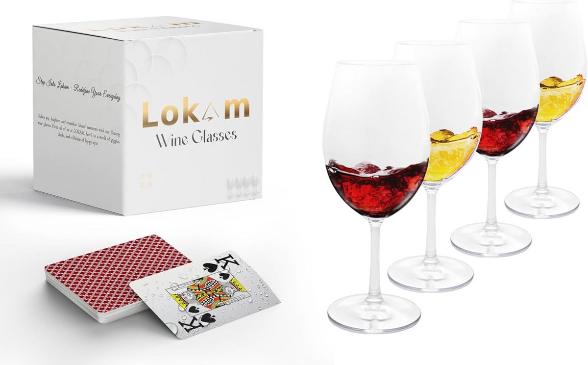 Set van 4 Onbreekbare Wijnbekers 600 ml - Tritan Kunststof - Zonder Steel - Vaatwasserbestendig