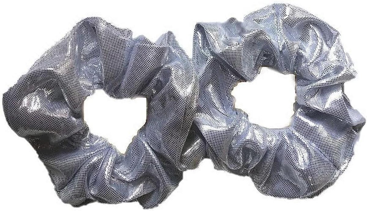 Set van 2 Sprankelende Zilveren Scrunchies - Glanzende Lame Haaraccessoires