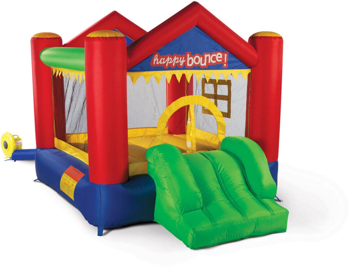 Avyna Springkussen Party House Fun 3-in-1 – Met Glijbaan en Basketbalnet – 280x210cm – Inclusief Blower – Compact Springkussen