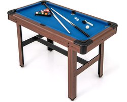 COSTWAY Biljarttafel, biljarttafel van hout met accessoires, zwembadtafel met 2 keus, 2 krijtjes en driehoek en borstel, tafelbiljartspel voor kinderen en volwassenen, 122 x 61 x 76 cm