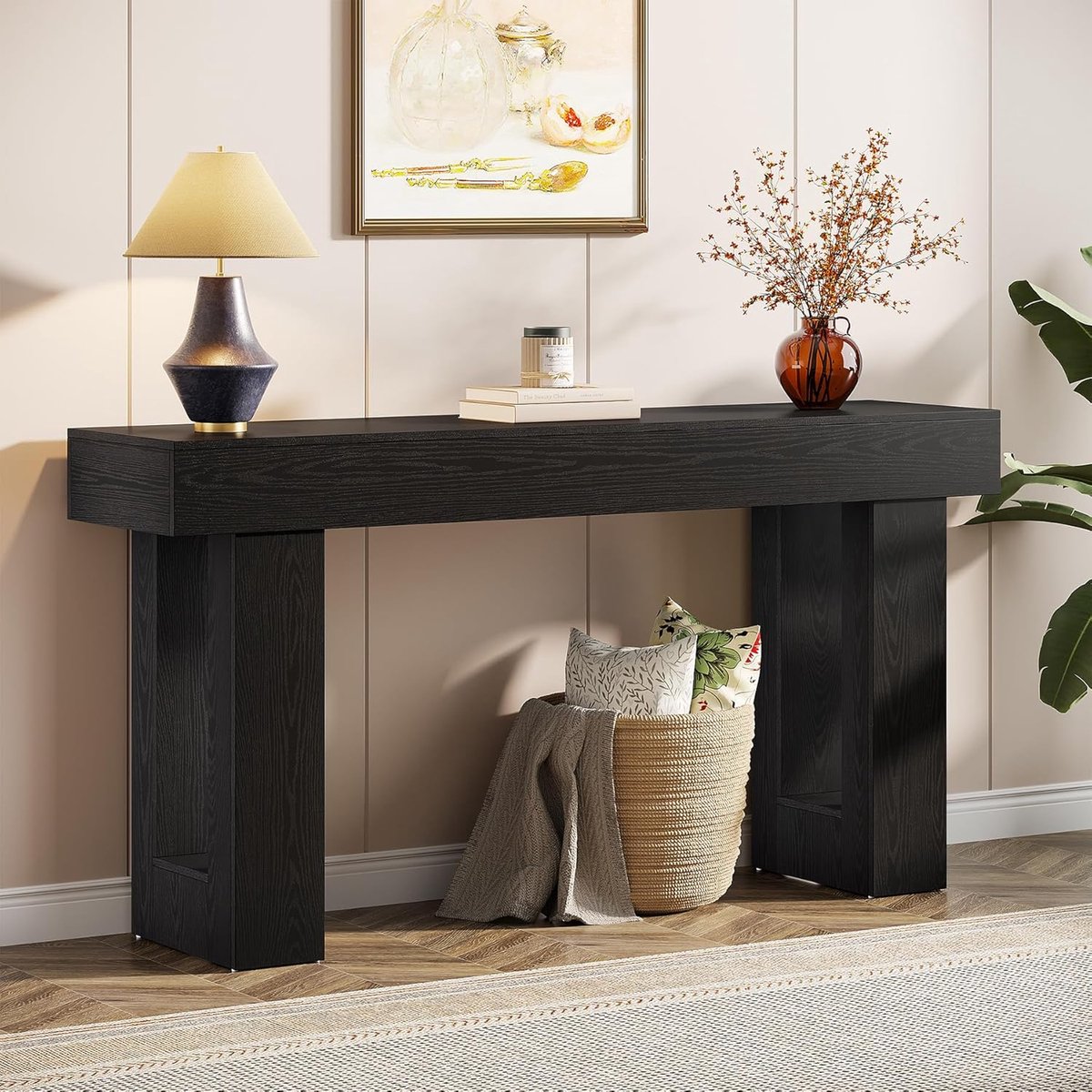 Tribesigns Consoletafel - Sidetable - Console - Haltafel - MDF - Zwart - Industrieel - 160 x 35 x 85 cm - Console Tafel voor Hal, Woonkamer, Entree
