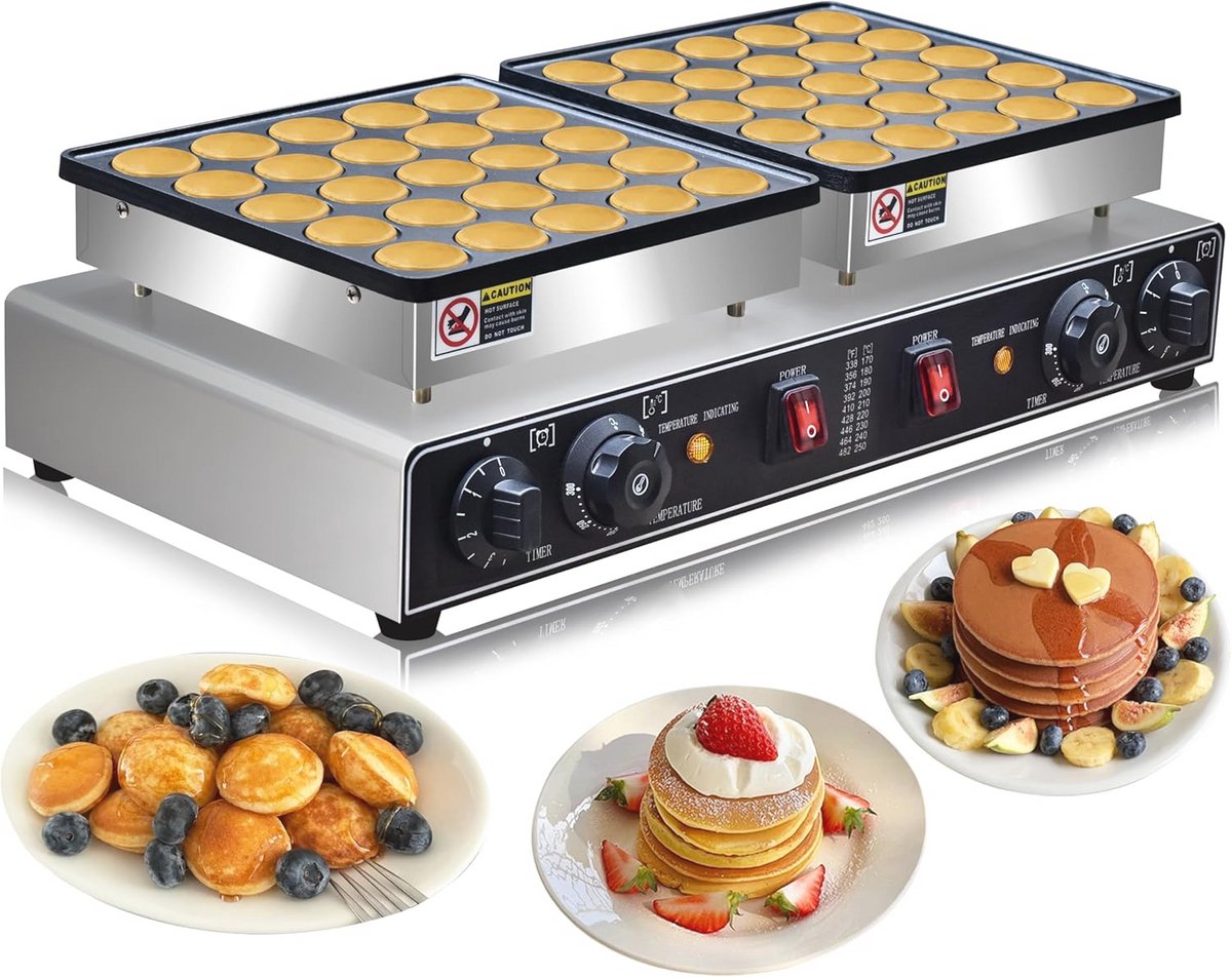 Mini Pannenkoekmaker voor 50 Pannenkoeken, Elektrische Pannenkoekenmachine 1900W voor Thuisgebruik