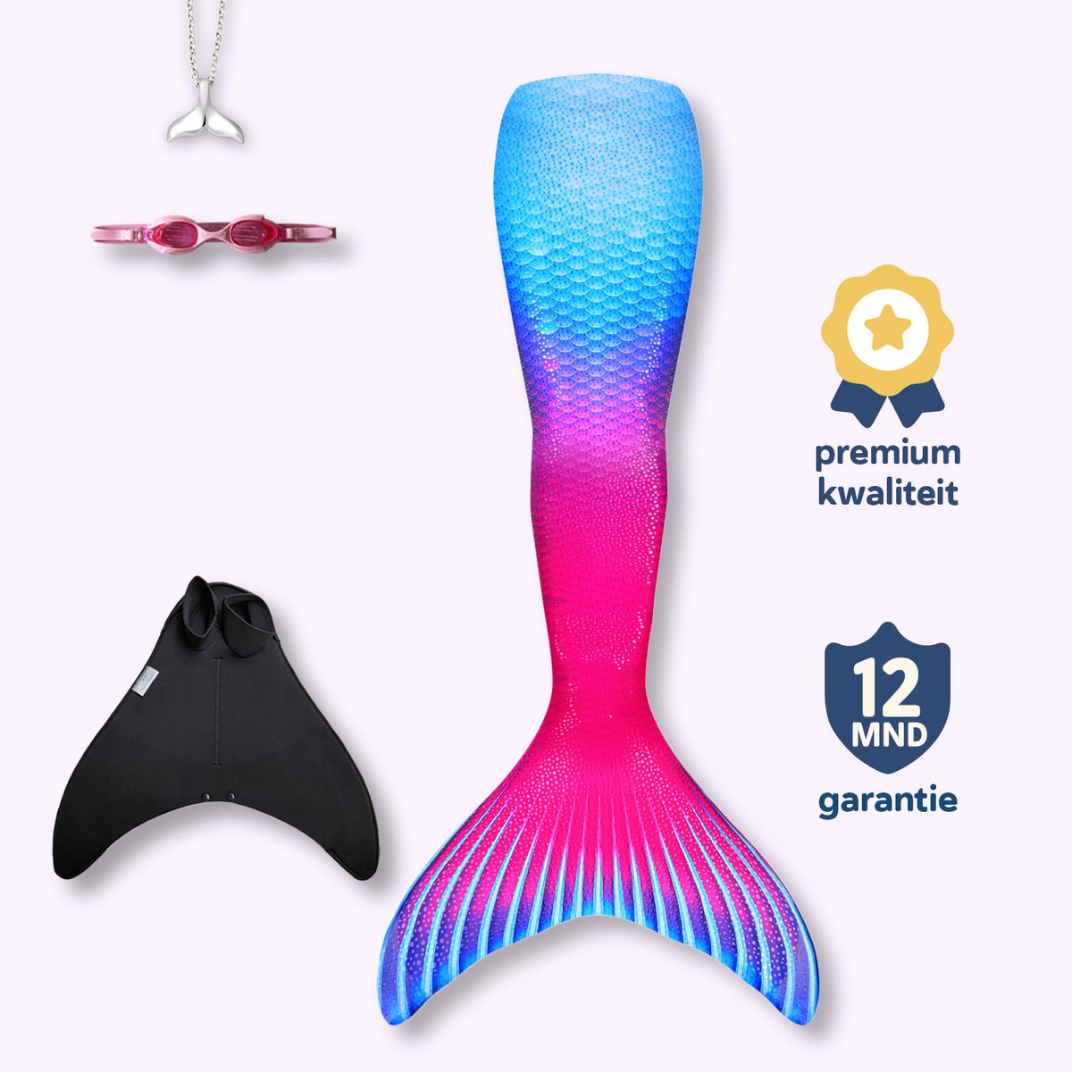 Bol.com Maui zeemeerminstaart maat 134-140 - monovin met voetvakken - zwembril en ketting aanbieding