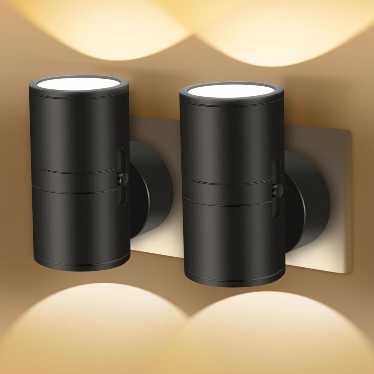 GELLDG 2-delige nachtlamp - met stekker - met schemersensor - LED-nachtlamp - warm wit licht - instelbare helderheid - geschikt voor gangen, woonkamers, slaapkamers en badkamers