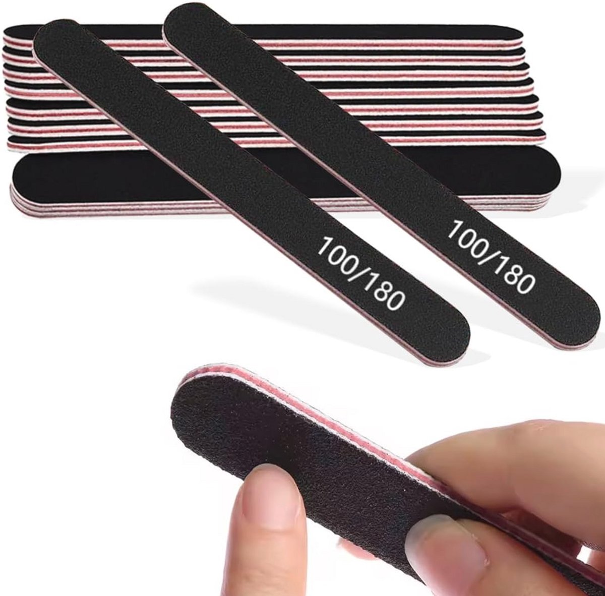 Professionele nagelvijlen voor vingernagels - 10 stuks, 100/180 korrel