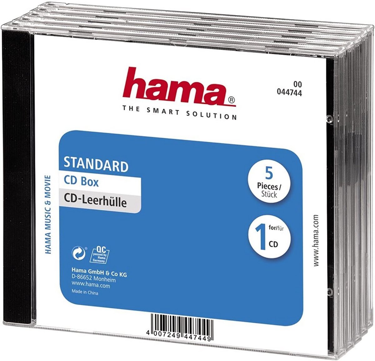 Transparante zwarte CD hoes - 5-pack, standaard formaat