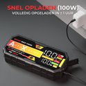 Batterie de démarrage AutoXtreme en charge via une prise murale, avec indication 'CHARGEMENT RAPIDE'.