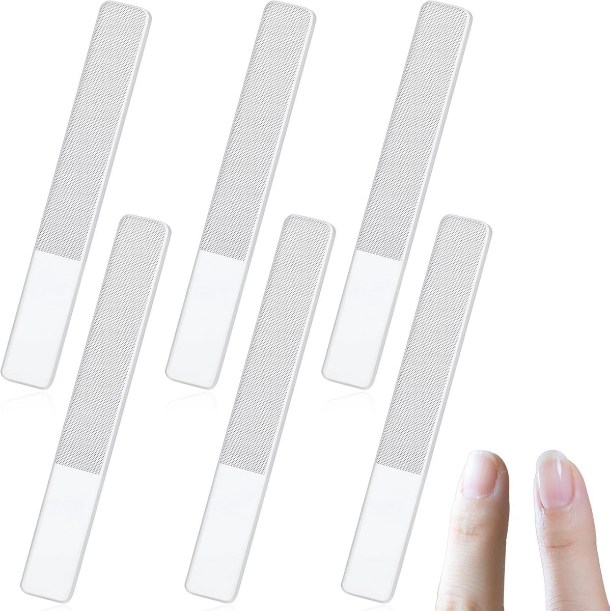 6 Glazen Nagelvijlen met Etui - Dubbelzijdige Nagelverzorging voor Thuis en Salon
